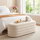 Upholstered Fabric Storage Ottoman Bench for End of Bed with 2 Struts-White by LJGDeals