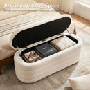 Upholstered Fabric Storage Ottoman Bench for End of Bed with 2 Struts-White