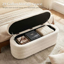 Upholstered Fabric Storage Ottoman Bench for End of Bed with 2 Struts-White by LJGDeals
