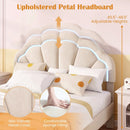Upholstered LED Bed Frame with Adjustable Flower Headboard and Metal Support Feet-Full Size by LJGDeals