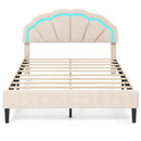 Upholstered LED Bed Frame with Adjustable Flower Headboard and Metal Support Feet-Queen Size by DirectDeals