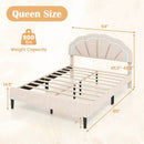Upholstered LED Bed Frame with Adjustable Flower Headboard and Metal Support Feet-Queen Size by DirectDeals