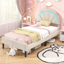 Upholstered LED Bed Frame with Adjustable Flower Headboard and Metal Support Feet-Twin Size by LJGDeals