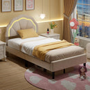 Upholstered LED Bed Frame with Adjustable Flower Headboard and Metal Support Feet-Twin Size by DirectDeals