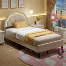 Upholstered LED Bed Frame with Adjustable Flower Headboard and Metal Support Feet-Twin Size by LJGDeals