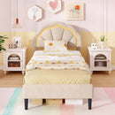 Upholstered LED Bed Frame with Adjustable Flower Headboard and Metal Support Feet-Twin Size by DirectDeals