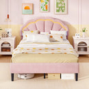 Upholstered LED Bed Frame with Adjustable Flower Headboard and Metal Support Feet Pink by LJGDeals