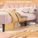 Upholstered LED Bed Frame with Adjustable Flower Headboard and Metal Support Feet Pink by LJGDeals