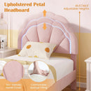 Upholstered LED Bed Frame with Adjustable Flower Headboard and Metal Support Feet Pink by LJGDeals