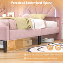 Upholstered LED Bed Frame with Adjustable Flower Headboard and Metal Support Feet Pink by LJGDeals