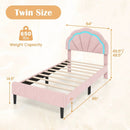 Upholstered LED Bed Frame with Adjustable Flower Headboard and Metal Support Feet Pink by LJGDeals