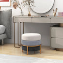 Upholstered Linen Fabric Ottoman with Gold Metal Legs and Anti-slip Foot Pads-Gray by LJGDeals