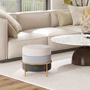 Upholstered Linen Fabric Ottoman with Gold Metal Legs and Anti-slip Foot Pads-Gray by LJGDeals