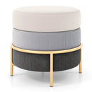 Upholstered Linen Fabric Ottoman with Gold Metal Legs and Anti-slip Foot Pads-Gray by LJGDeals
