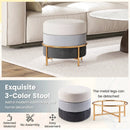 Upholstered Linen Fabric Ottoman with Gold Metal Legs and Anti-slip Foot Pads-Gray by LJGDeals