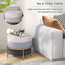 Upholstered Linen Fabric Ottoman with Gold Metal Legs and Anti-slip Foot Pads-Gray by LJGDeals