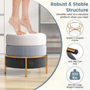 Upholstered Linen Fabric Ottoman with Gold Metal Legs and Anti-slip Foot Pads-Gray by LJGDeals