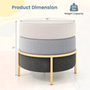 Upholstered Linen Fabric Ottoman with Gold Metal Legs and Anti-slip Foot Pads-Gray by LJGDeals