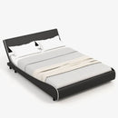 Upholstered Platform Bed Frame Low Profile Faux Leather with Curved Headboard by LJGDeals