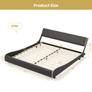 Upholstered Platform Bed Frame Low Profile Faux Leather with Curved Headboard by LJGDeals