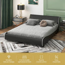 Upholstered Platform Bed Frame Low Profile Faux Leather with Curved Headboard by LJGDeals