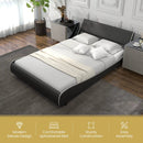 Upholstered Platform Bed Frame Low Profile Faux Leather with Curved Headboard by LJGDeals