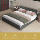Upholstered Platform Bed Frame Low Profile Faux Leather with Curved Headboard by LJGDeals