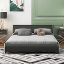 Upholstered Platform Bed Frame Low Profile Faux Leather with Curved Headboard by LJGDeals