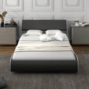 Upholstered Platform Bed Frame Low Profile Faux Leather with Curved Headboard by LJGDeals