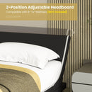 Upholstered Platform Bed Frame Low Profile Faux Leather with Curved Headboard