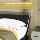 Upholstered Platform Bed Frame Low Profile Faux Leather with Curved Headboard by LJGDeals