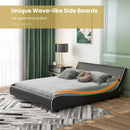 Upholstered Platform Bed Frame Low Profile Faux Leather with Curved Headboard