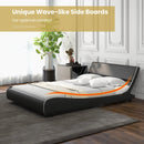 Upholstered Platform Bed Frame Low Profile Faux Leather with Curved Headboard by LJGDeals