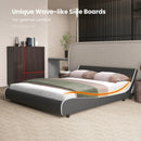 Upholstered Platform Bed Frame Low Profile Faux Leather with Curved Headboard by LJGDeals