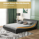 Upholstered Platform Bed Frame Low Profile Faux Leather with Curved Headboard by LJGDeals