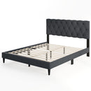 Upholstered Platform Bed with Tufted Headboard and Wooden Slats Gray-Full Size by DirectDeals