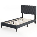 Upholstered Platform Bed with Tufted Headboard and Wooden Slats Gray-Full Size by DirectDeals