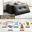 Upholstered Rectangle Footstool with PVC Leather Surface and Storage Function by LJGDeals