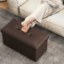 Upholstered Rectangle Footstool with PVC Leather Surface and Storage Function by LJGDeals