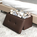 Upholstered Rectangle Footstool with PVC Leather Surface and Storage Function by LJGDeals