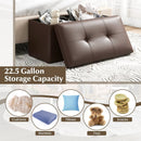 Upholstered Rectangle Footstool with PVC Leather Surface and Storage Function by LJGDeals