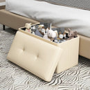 Upholstered Rectangle Footstool with PVC Leather Surface and Storage Function by DirectDeals