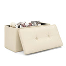 Upholstered Rectangle Footstool with PVC Leather Surface and Storage Function by LJGDeals