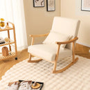 Upholstered Rocking Chair with Pillow and Rubber Wood Frame by LJGDeals