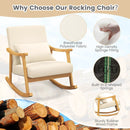 Upholstered Rocking Chair with Pillow and Rubber Wood Frame by LJGDeals