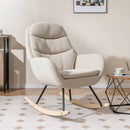 Upholstered Rocking Chair Nursery Glider Rocker with Padded Backrest and Seat-Beige by LJGDeals