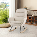 Upholstered Rocking Chair Nursery Glider Rocker with Padded Backrest and Seat-Beige by DirectDeals