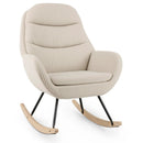 Upholstered Rocking Chair Nursery Glider Rocker with Padded Backrest and Seat-Beige by LJGDeals