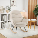Upholstered Rocking Chair Nursery Glider Rocker with Padded Backrest and Seat-Beige by LJGDeals