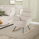 Upholstered Rocking Chair Nursery Glider Rocker with Padded Backrest and Seat-Beige by LJGDeals